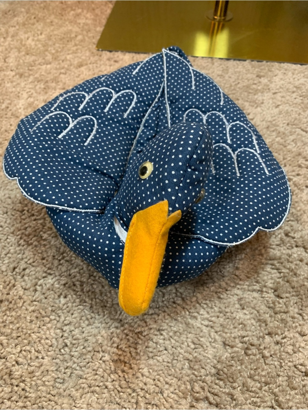Vintage 80s dark Polka dot duck bread warmer.